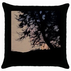 Inkwork Sunrise In Orange Throw Pillow Case (black)