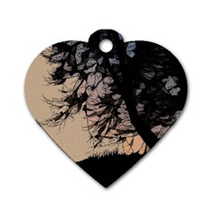 Inkwork Sunrise In Orange Dog Tag Heart (two Sides)