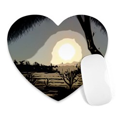 Sunrise Over The Plains Heart Mousepads by DeneWestUK