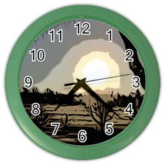 Sunrise Over The Plains Color Wall Clock by DeneWestUK