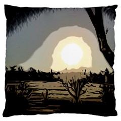 Sunrise Over The Plains Large Flano Cushion Case (two Sides) by DeneWestUK