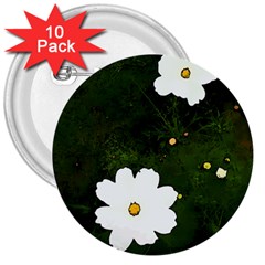 Daisies In Green 3  Buttons (10 Pack) 