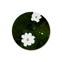 Daisies In Green Rubber Round Coaster (4 Pack)  by DeneWestUK