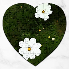 Daisies In Green Jigsaw Puzzle (heart)