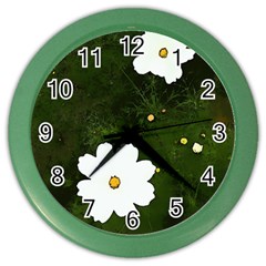 Daisies In Green Color Wall Clock