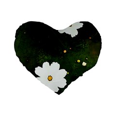 Daisies In Green Standard 16  Premium Heart Shape Cushions