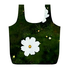 Daisies In Green Full Print Recycle Bag (l) by DeneWestUK