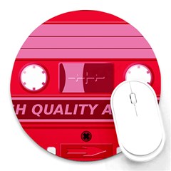 Red Cassette Round Mousepads