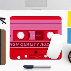 Red Cassette Large Mousepads by vintage2030