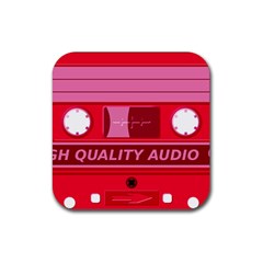 Red Cassette Rubber Coaster (square)  by vintage2030