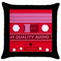 Red Cassette Throw Pillow Case (black) by vintage2030