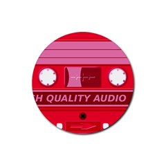 Red Cassette Rubber Round Coaster (4 pack) 