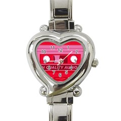 Red Cassette Heart Italian Charm Watch