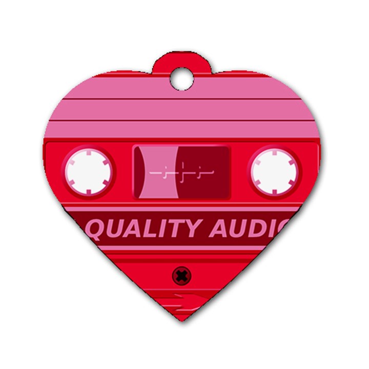 Red Cassette Dog Tag Heart (One Side)