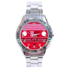 Red Cassette Stainless Steel Analogue Watch