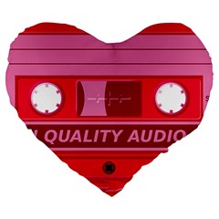 Red Cassette Large 19  Premium Heart Shape Cushions