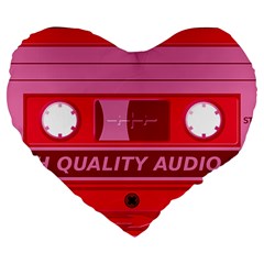 Red Cassette Large 19  Premium Flano Heart Shape Cushions