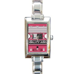 Pink Cassette Rectangle Italian Charm Watch by vintage2030