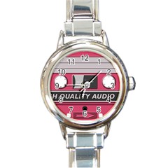 Pink Cassette Round Italian Charm Watch by vintage2030