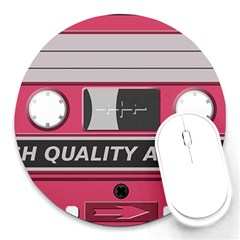 Pink Cassette Round Mousepads by vintage2030