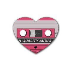 Pink Cassette Rubber Coaster (heart)  by vintage2030