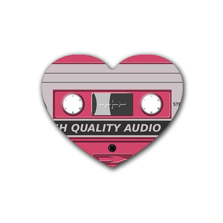 Pink Cassette Rubber Coaster (Heart) 