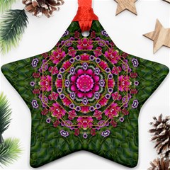 Fantasy Floral Wreath In The Green Summer  Leaves Ornament (star) by pepitasart