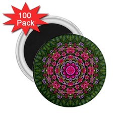 Fantasy Floral Wreath In The Green Summer  Leaves 2 25  Magnets (100 Pack)  by pepitasart