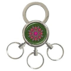 Fantasy Floral Wreath In The Green Summer  Leaves 3-ring Key Chains by pepitasart