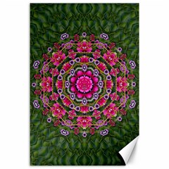 Fantasy Floral Wreath In The Green Summer  Leaves Canvas 24  X 36  by pepitasart