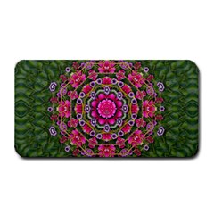 Fantasy Floral Wreath In The Green Summer  Leaves Medium Bar Mats by pepitasart