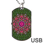 Fantasy Floral Wreath In The Green Summer  Leaves Dog Tag USB Flash (Two Sides) Back