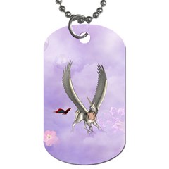 Cute Little Pegasus With Butterflies Dog Tag (two Sides) by FantasyWorld7