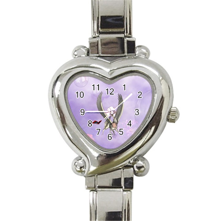 Cute Little Pegasus With Butterflies Heart Italian Charm Watch