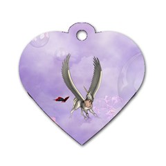 Cute Little Pegasus With Butterflies Dog Tag Heart (one Side) by FantasyWorld7