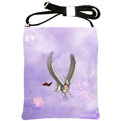 Cute Little Pegasus With Butterflies Shoulder Sling Bag by FantasyWorld7