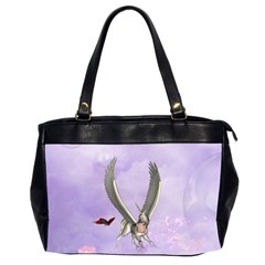 Cute Little Pegasus With Butterflies Oversize Office Handbag (2 Sides) by FantasyWorld7