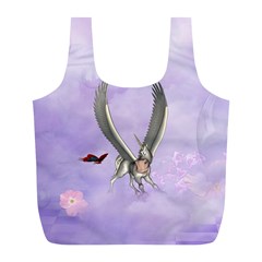 Cute Little Pegasus With Butterflies Full Print Recycle Bag (l) by FantasyWorld7