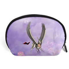 Cute Little Pegasus With Butterflies Accessory Pouch (large) by FantasyWorld7