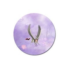 Cute Little Pegasus With Butterflies Magnet 3  (round) by FantasyWorld7