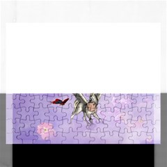 Cute Little Pegasus With Butterflies Rectangular Jigsaw Puzzl by FantasyWorld7