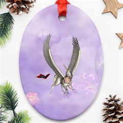 Cute Little Pegasus With Butterflies Oval Ornament (two Sides) by FantasyWorld7