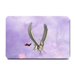 Cute Little Pegasus With Butterflies Small Doormat  by FantasyWorld7