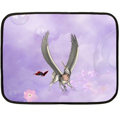 Cute Little Pegasus With Butterflies Fleece Blanket (mini) by FantasyWorld7