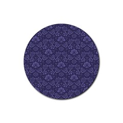 Damask Purple Rubber Round Coaster (4 Pack)  by vintage2030