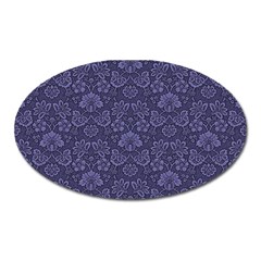 Damask Purple Oval Magnet by vintage2030