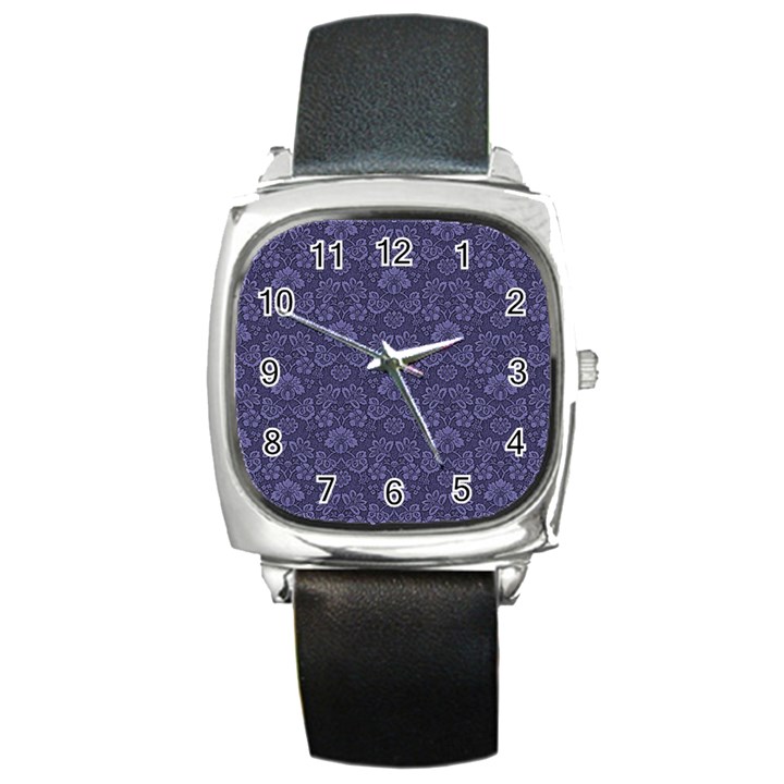 Damask Purple Square Metal Watch