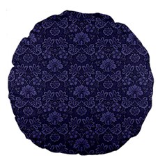 Damask Purple Large 18  Premium Round Cushions by vintage2030