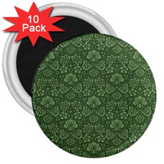 Damask Green 3  Magnets (10 Pack)  by vintage2030