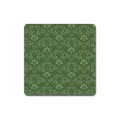 Damask Green Square Magnet